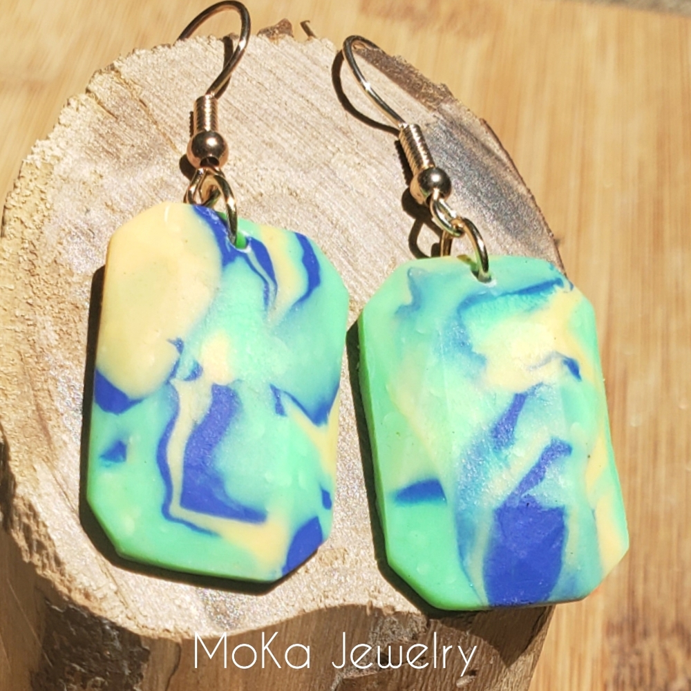 Handmade Polymer Clay Earrings- Rectangle I